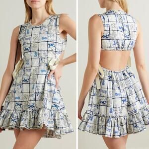 AGUA BENDITA Sucre Porcelana Bow Detailed Cutout Cotton Mini Dress Size Medium